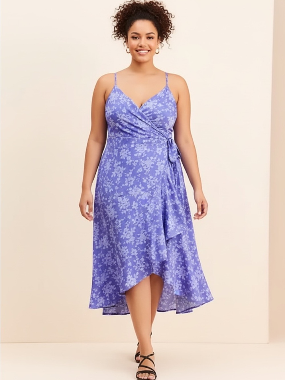 en elly Floral Ruffled Wrap Dress